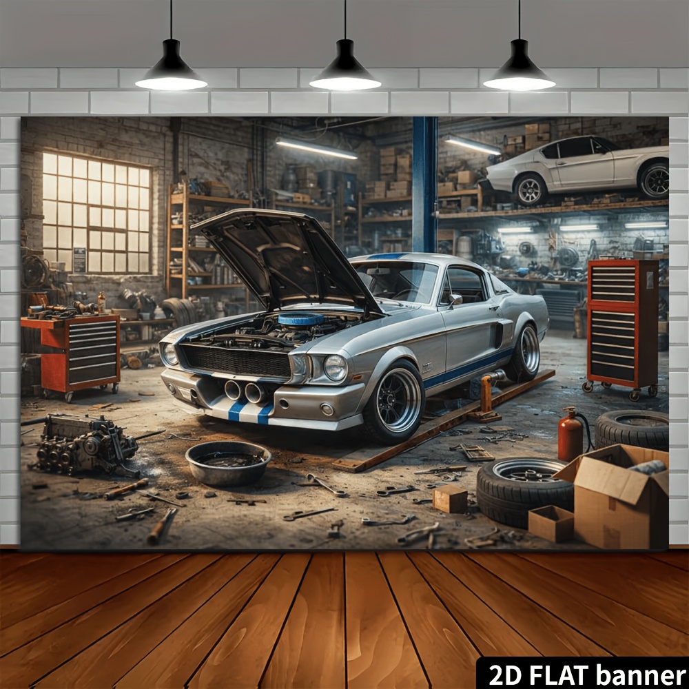 Tela de fondo con diseño de ta - Auto Repair Shop Background reseña y precio