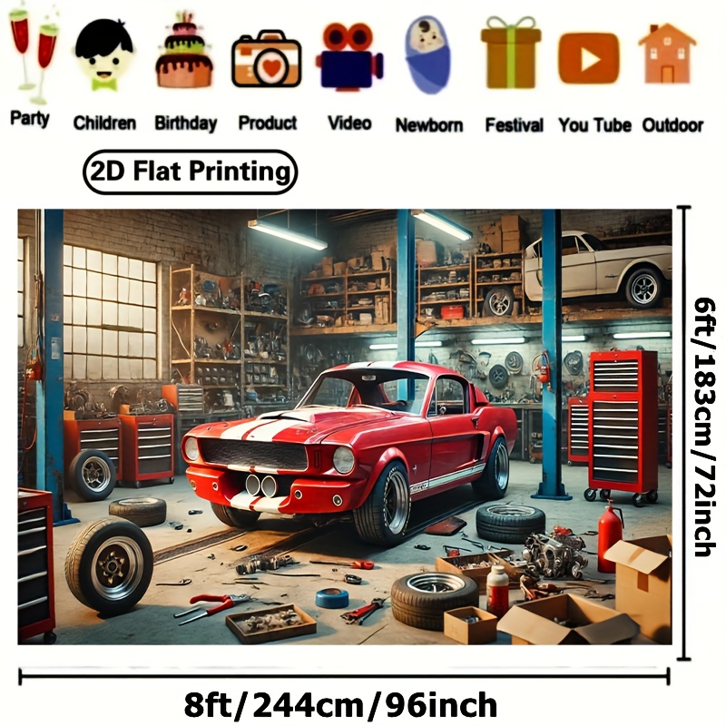 Tapiz Decorativo con Diseño de - Auto Repair Shop Background reseña y precio