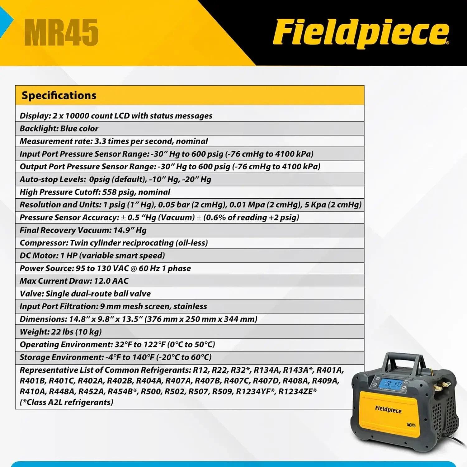 Fieldpiece - MR45 Máquina de R - Coolant Flush Machine reseña y precio